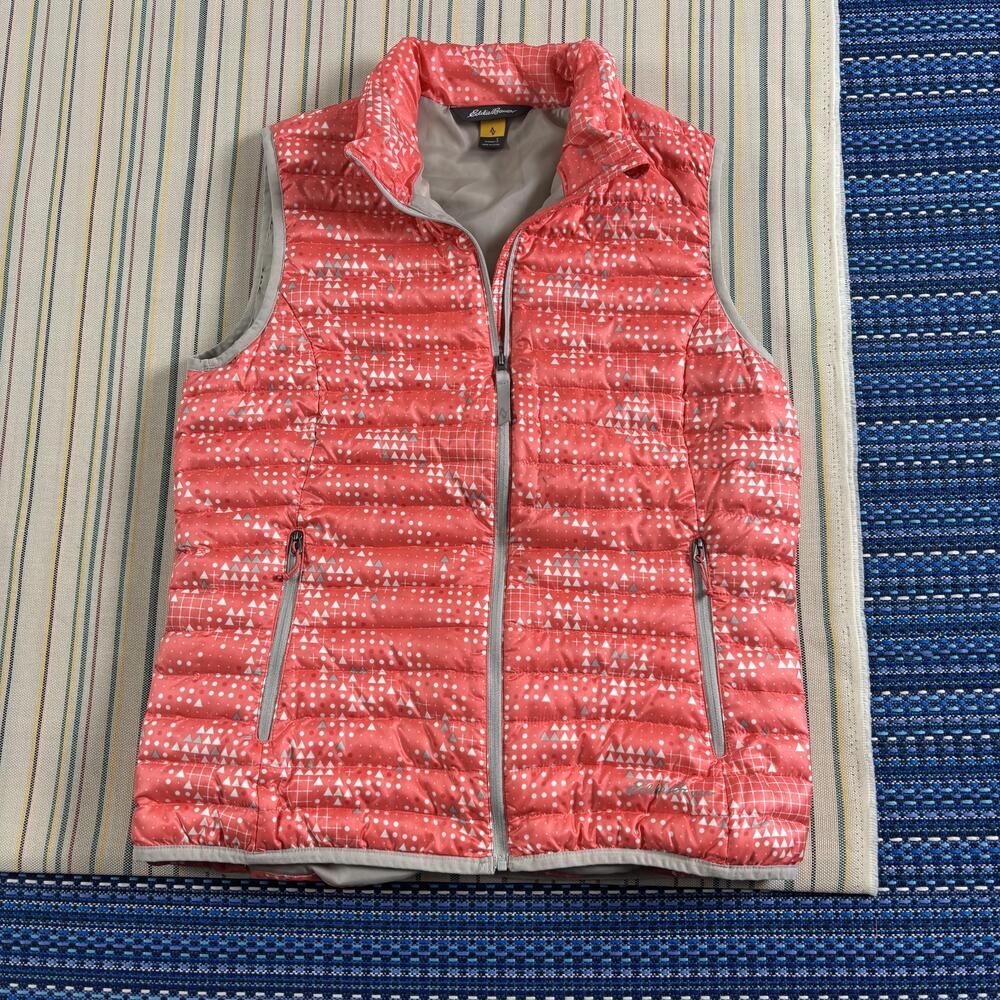 Eddie Bauer Vest Womens Small Pink EB700 Down Puffer Quilted Zip Lightweight EC
